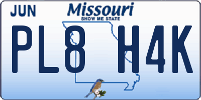 MO license plate PL8H4K