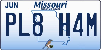 MO license plate PL8H4M