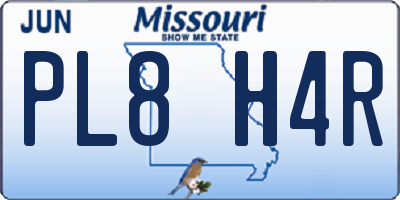 MO license plate PL8H4R