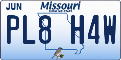 MO license plate PL8H4W