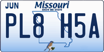 MO license plate PL8H5A