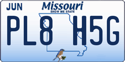 MO license plate PL8H5G