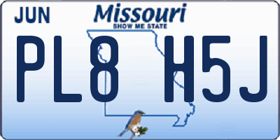 MO license plate PL8H5J