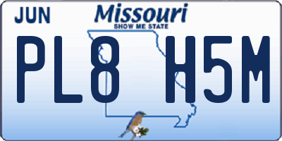 MO license plate PL8H5M