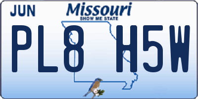 MO license plate PL8H5W