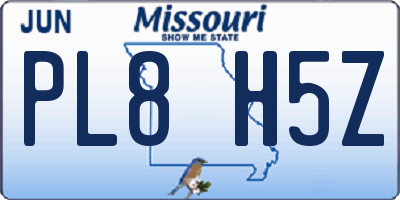 MO license plate PL8H5Z
