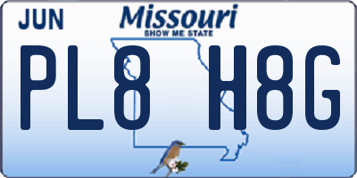MO license plate PL8H8G