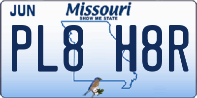 MO license plate PL8H8R