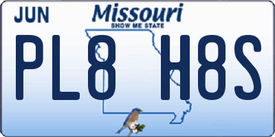 MO license plate PL8H8S