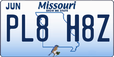 MO license plate PL8H8Z