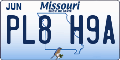 MO license plate PL8H9A