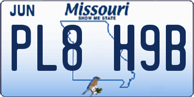 MO license plate PL8H9B