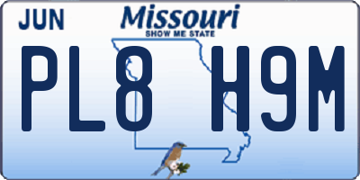 MO license plate PL8H9M