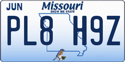 MO license plate PL8H9Z