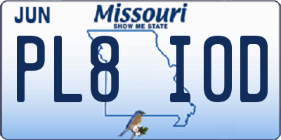 MO license plate PL8I0D