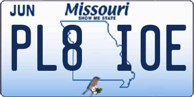 MO license plate PL8I0E