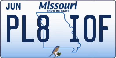 MO license plate PL8I0F