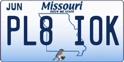 MO license plate PL8I0K