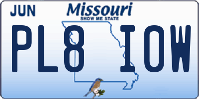MO license plate PL8I0W