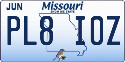 MO license plate PL8I0Z