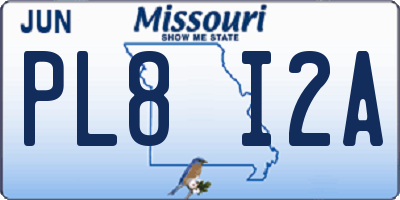 MO license plate PL8I2A
