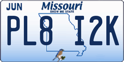 MO license plate PL8I2K