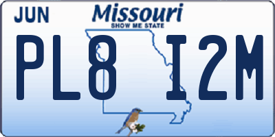 MO license plate PL8I2M