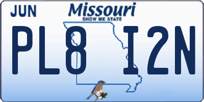 MO license plate PL8I2N