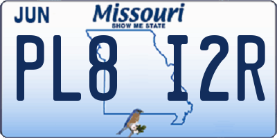 MO license plate PL8I2R