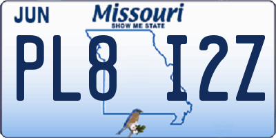 MO license plate PL8I2Z