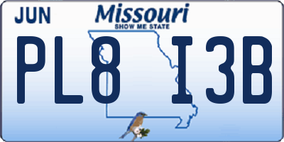 MO license plate PL8I3B
