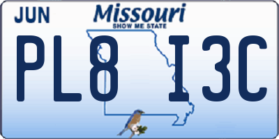 MO license plate PL8I3C