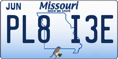 MO license plate PL8I3E
