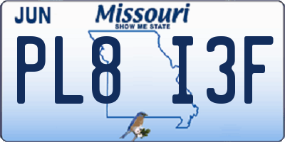 MO license plate PL8I3F