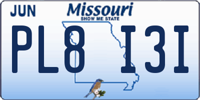 MO license plate PL8I3I