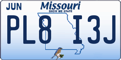 MO license plate PL8I3J