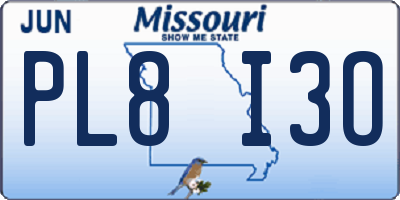 MO license plate PL8I3O
