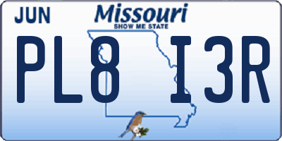 MO license plate PL8I3R