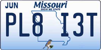 MO license plate PL8I3T