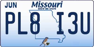 MO license plate PL8I3U