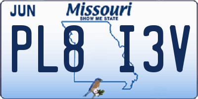MO license plate PL8I3V