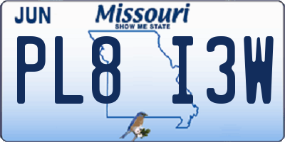 MO license plate PL8I3W