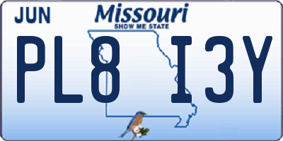 MO license plate PL8I3Y
