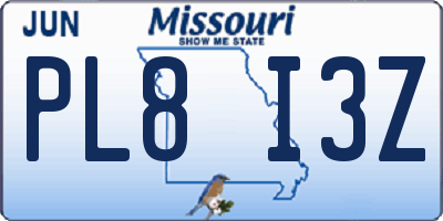 MO license plate PL8I3Z