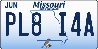 MO license plate PL8I4A