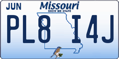 MO license plate PL8I4J