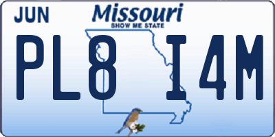 MO license plate PL8I4M