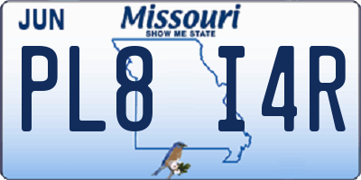 MO license plate PL8I4R