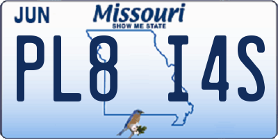 MO license plate PL8I4S