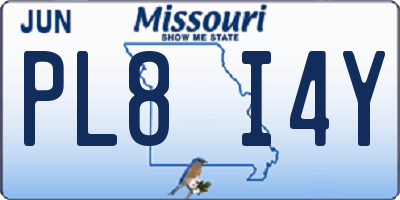 MO license plate PL8I4Y